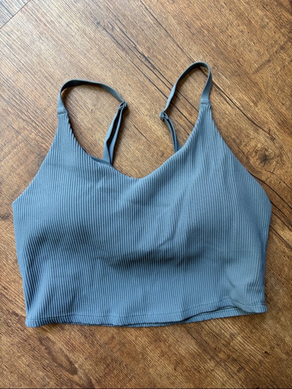 Athleta Ribbed V-Neck Bralette in Slate Blue size small